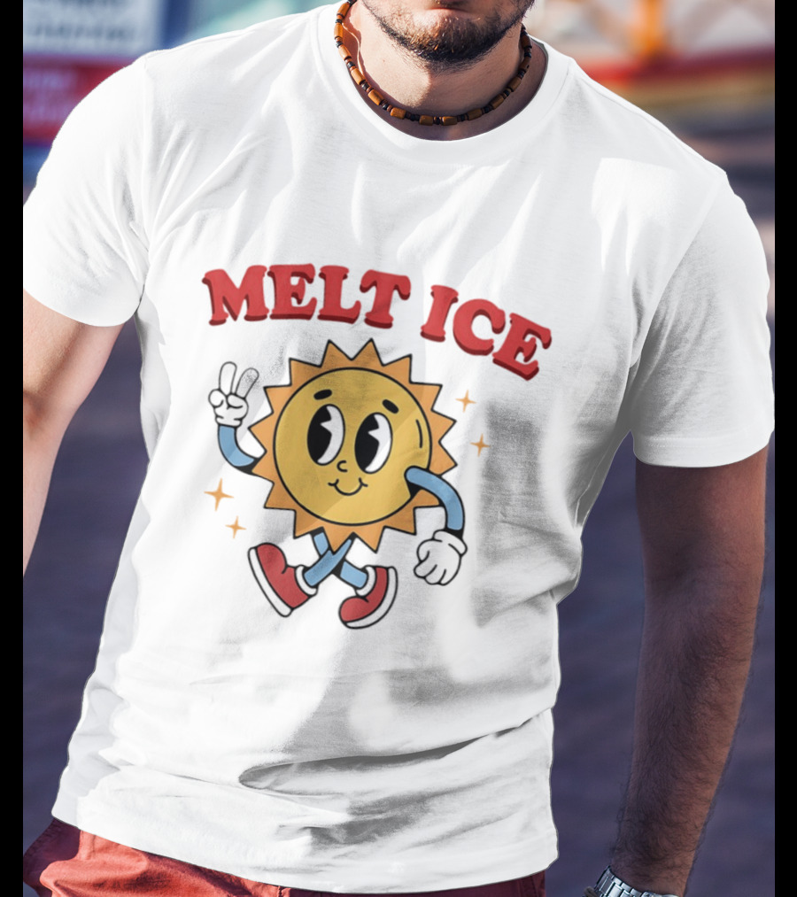 Melt ICE Peace Sign Sun Cartoon T-Shirt