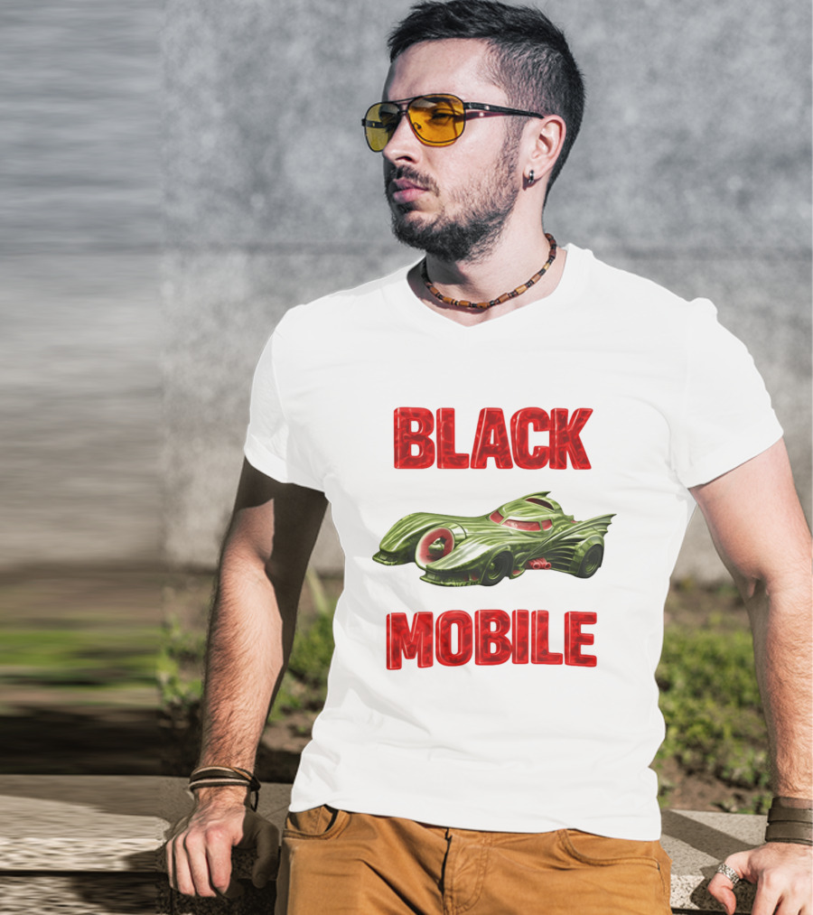 BLACK MOBILE Car Retro Inspired Vehicle T-Shirt