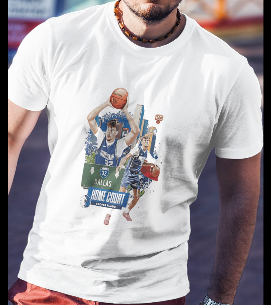 Cooper Flagg Dallas Mavericks Home Court RC 32 Basketball Player T-Shirt