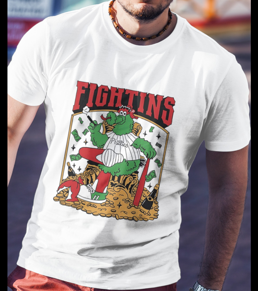 Fightins Philadelphia Phillies Phanatic Mascot Baseball Money And Champagne T-Shirt