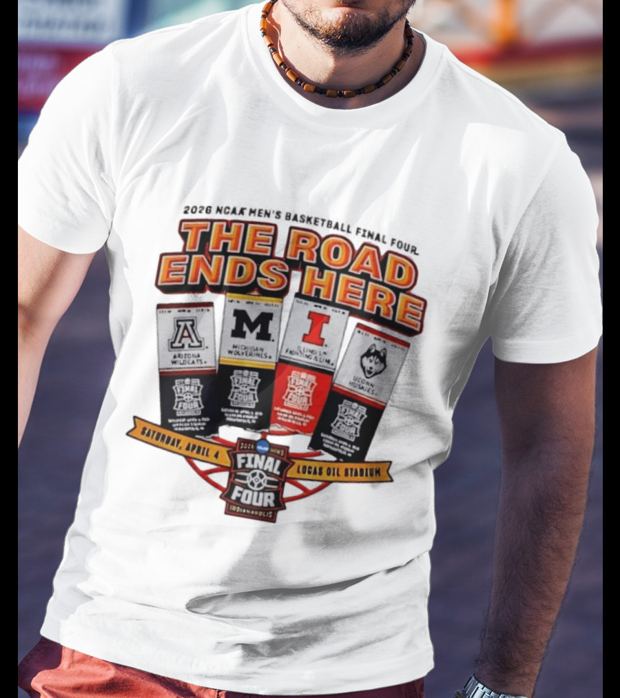 2026 NCAA Men's Basketball Final Four Arizona Michigan Illinois UConn April 4 Lucas Oil Stadium T-Shirt