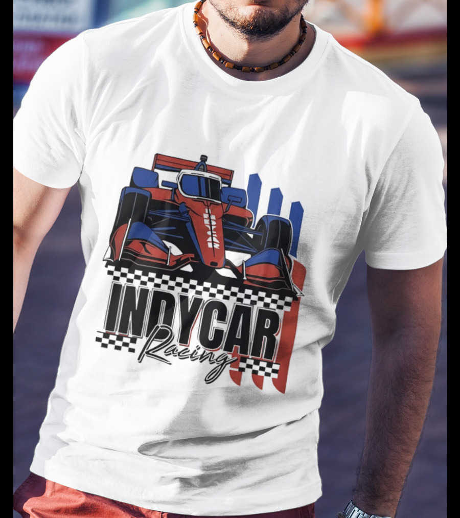 Indycar Racing Racecar Checkered Flags T-Shirt
