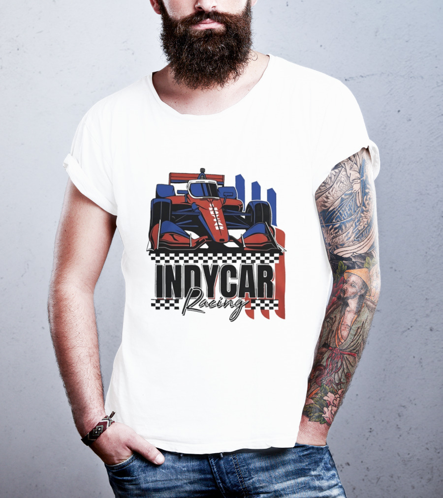 Indycar Racing Racecar Checkered Flags T-Shirt