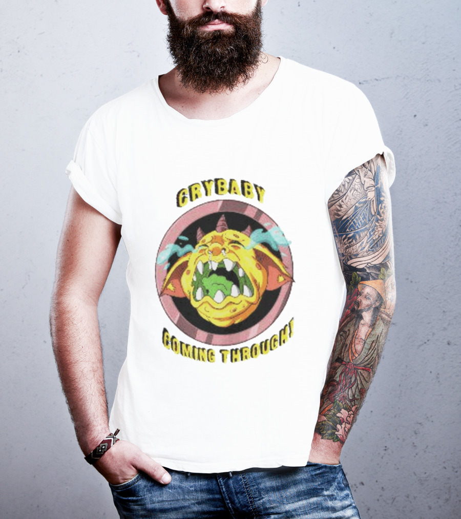 Crybaby Coming Through Monster Illustration With Tears And Horns T-Shirt