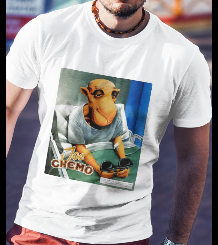 Joe Chemo Hospital Gown Character In Bed Holding Sunglasses T-Shirt