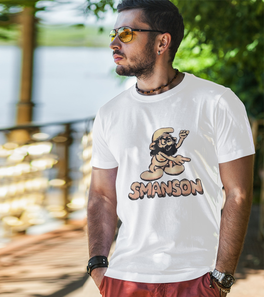 Smanson Smurf X Charles Manson Character Mashup T-Shirt