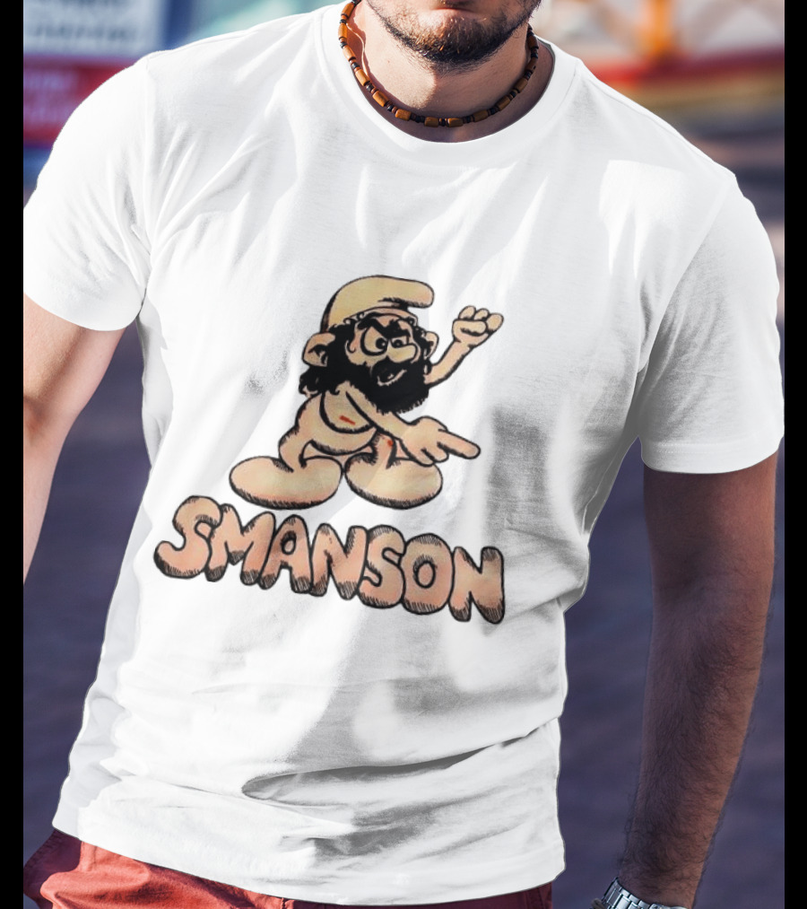 Smanson Smurf X Charles Manson Character Mashup T-Shirt
