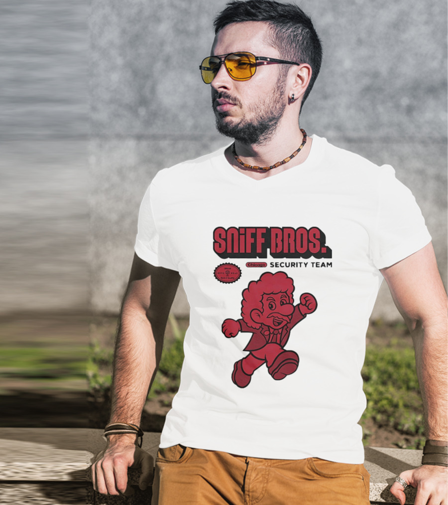 Sniff Bros Chicago Security Team Retro Style Character Official Quality Seal T-Shirt