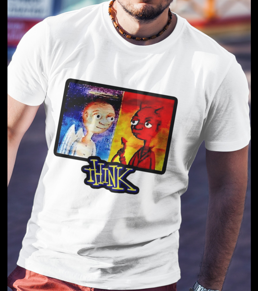 90s Classic Think Angel Vs Devil Cartoon TV Skateboard T-Shirt