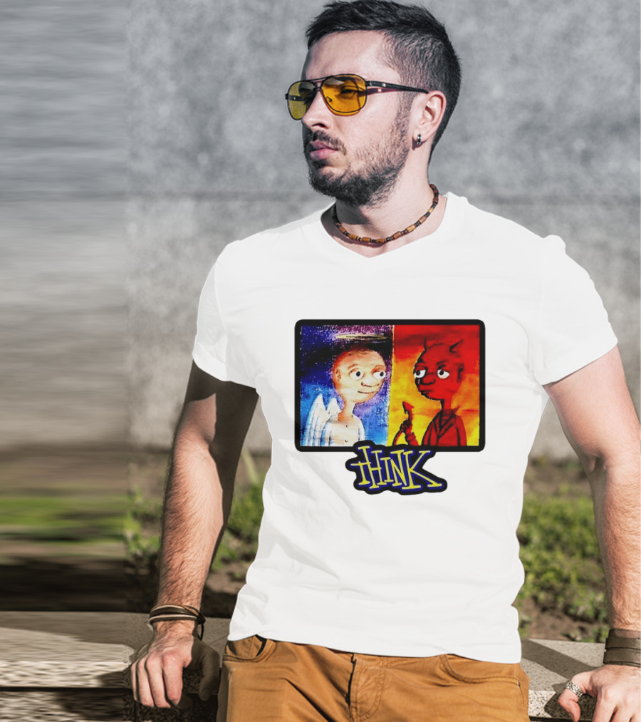 90s Classic Think Angel Vs Devil Cartoon TV Skateboard T-Shirt