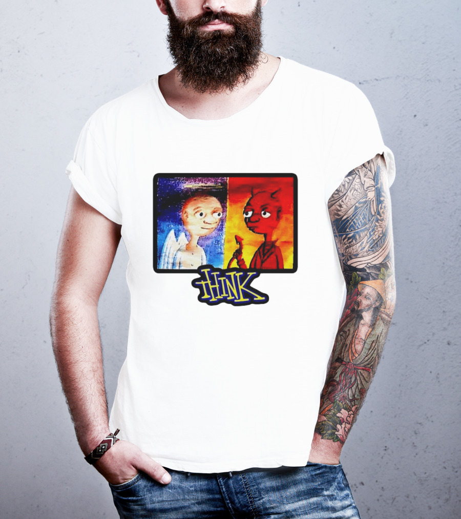 90s Classic Think Angel Vs Devil Cartoon TV Skateboard T-Shirt