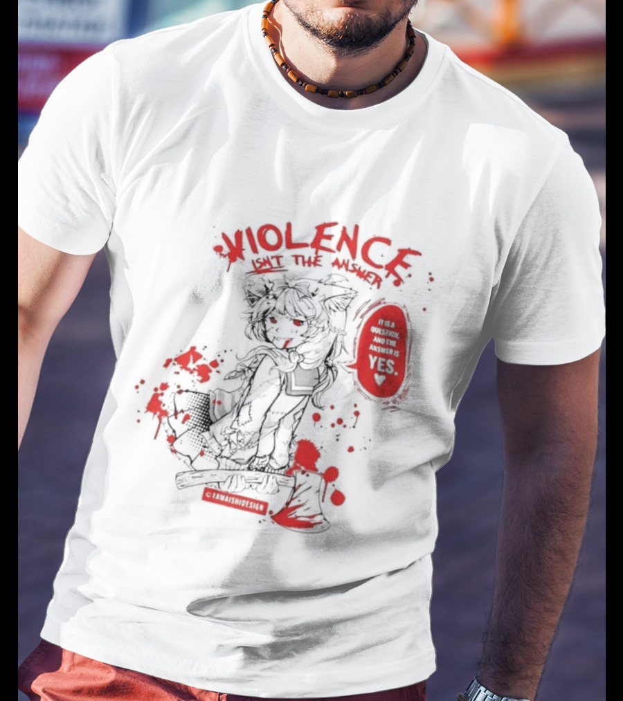 Violence Isn't The Answer It Is A Question And The Answer Is Yes Anime Blood Splatter Manga T-Shirt