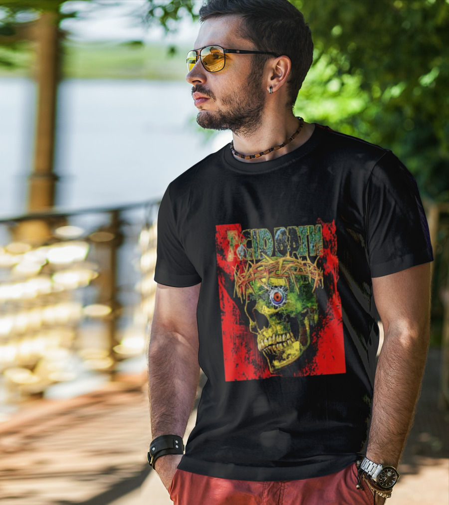 Acid Bath Skull Crown Of Thorns Red T-Shirt