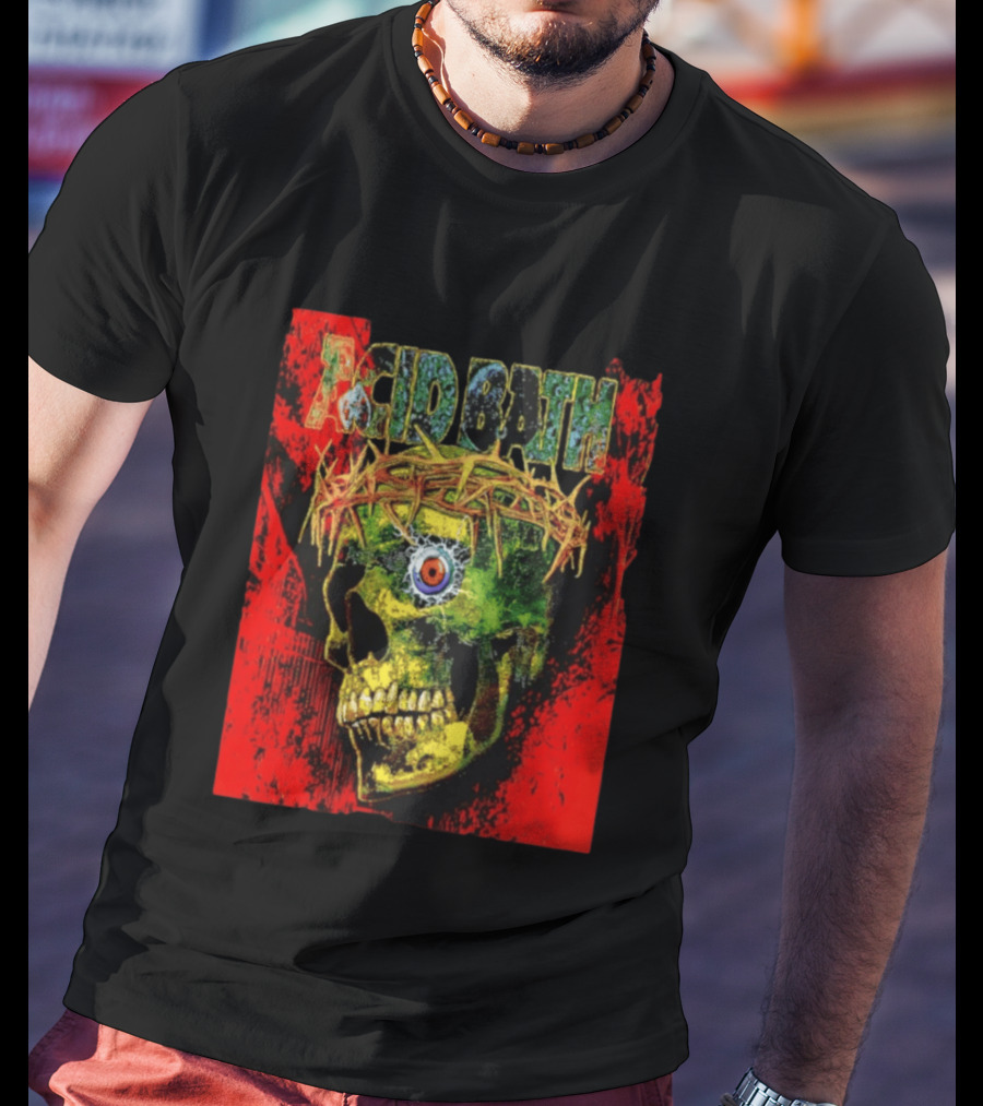 Acid Bath Skull Crown Of Thorns Red T-Shirt