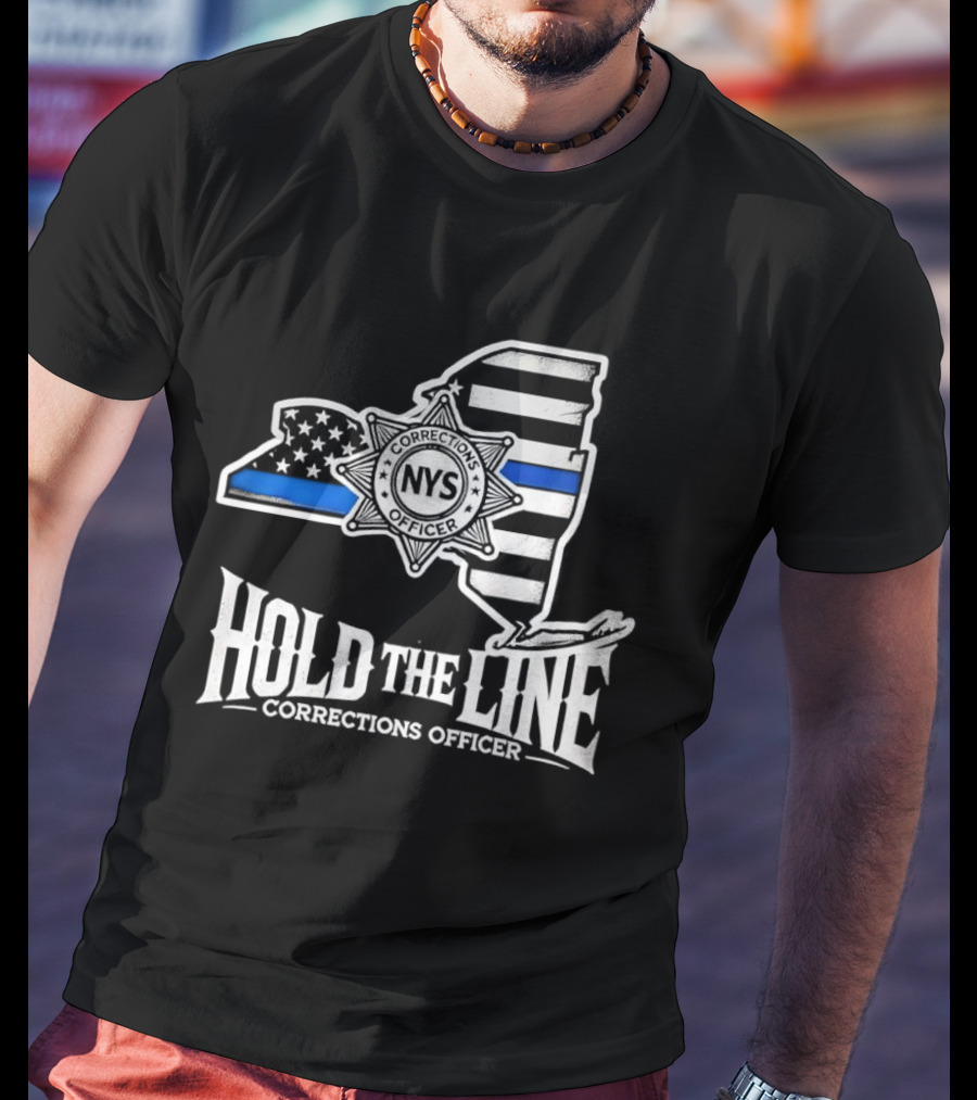 Hold The Line NYS Corrections Officer Blue Line T-Shirt