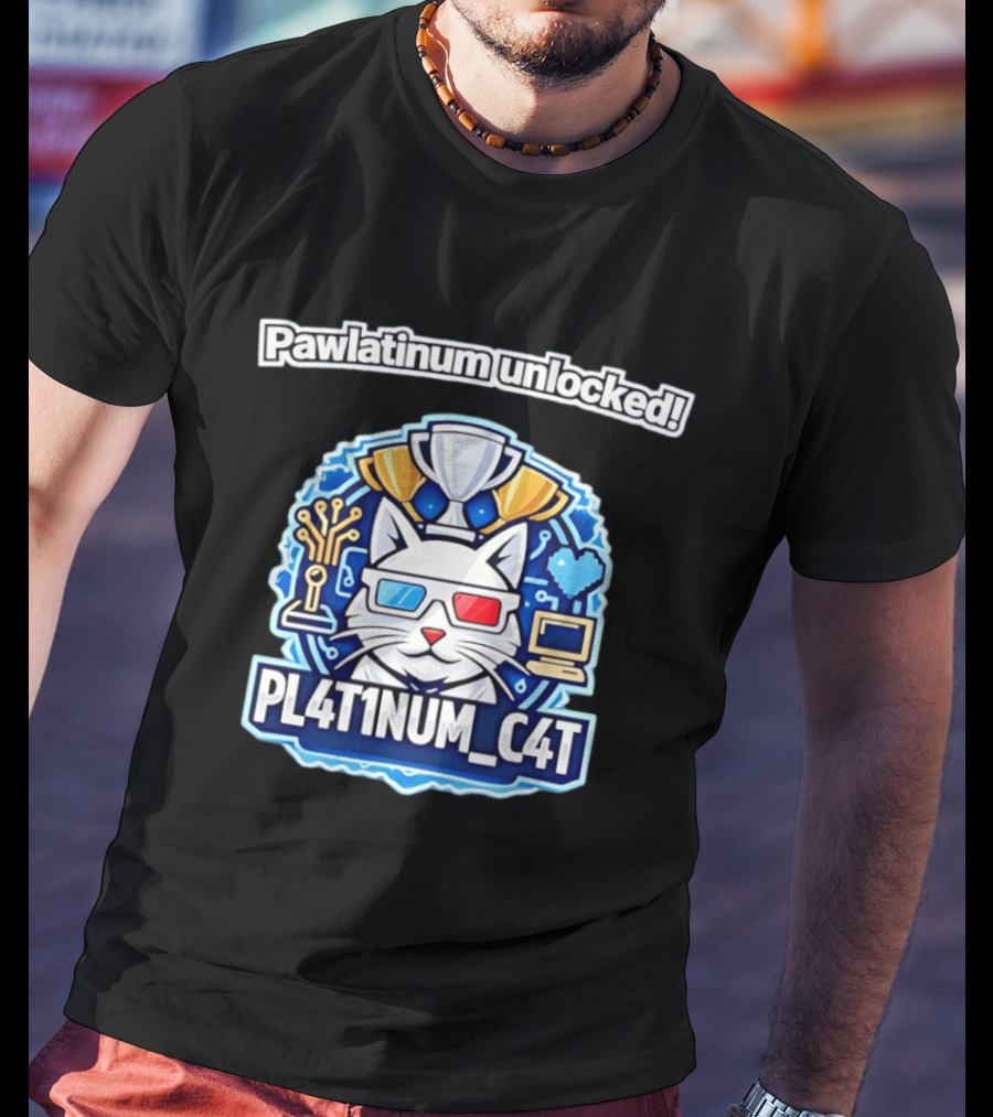 Pawlatinum Unlocked PL4T1NUM C4T Trophy Gamer Aesthetic T-Shirt