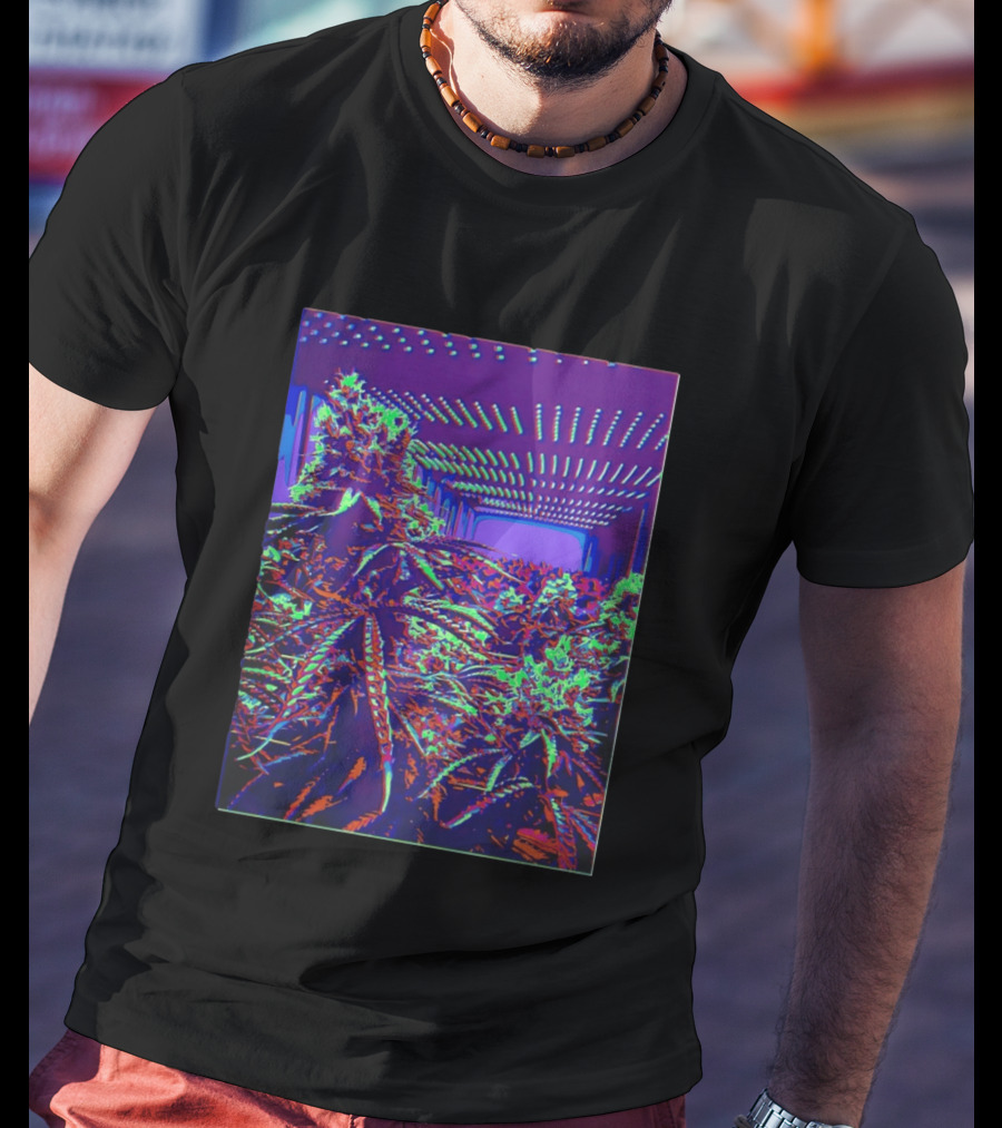 Plant Life By Wicked High Society Neon Cannabis Indoor Garden Purple LED Glow T-Shirt