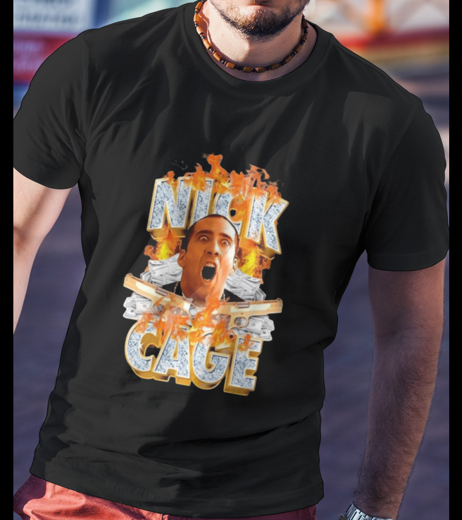 Nick Cage Castor Troy Money 90s Flames Gun Scene T-Shirt