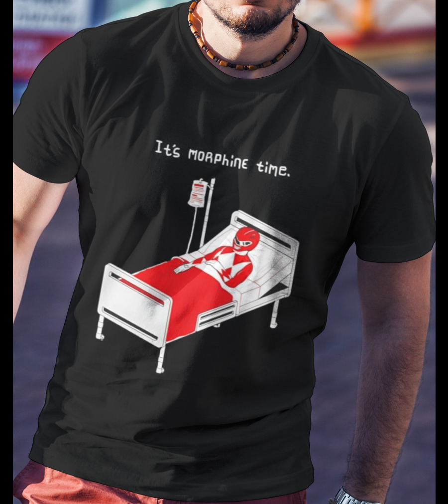 Red Ranger It's Morphin Time Power Rangers On Hospital Bed Scene T-Shirt
