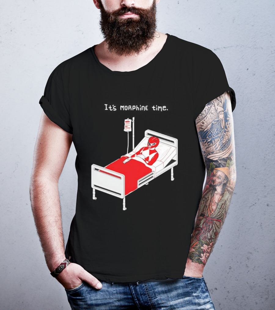 Red Ranger It's Morphin Time Power Rangers On Hospital Bed Scene T-Shirt
