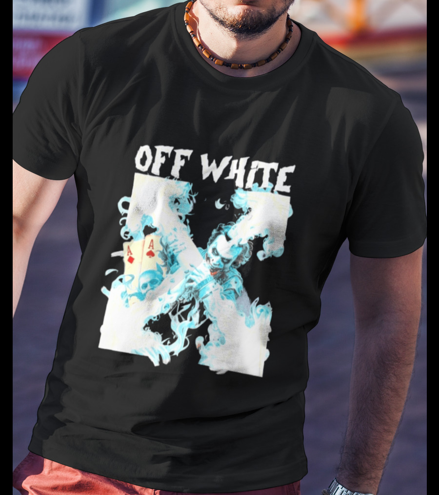 OFF WHITE Joker Blue Flame Ace Cards T-Shirt