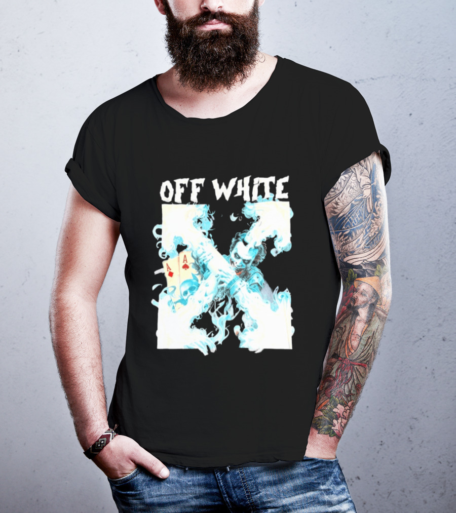 OFF WHITE Joker Blue Flame Ace Cards T-Shirt