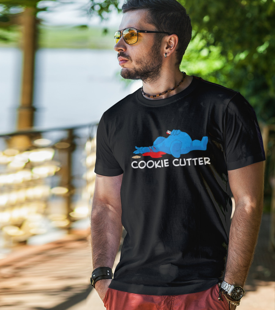 COOKIE CUTTER Blue Monster Humor Cartoon T-Shirt