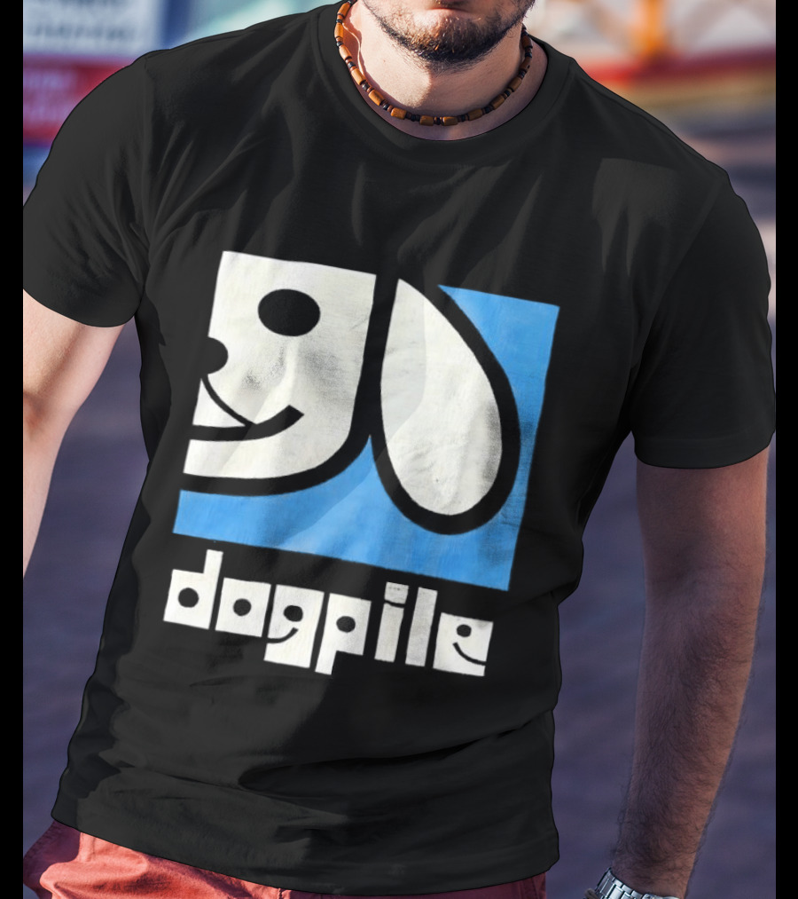 90s Dogpile Logo With Smiling Dog Face T-Shirt