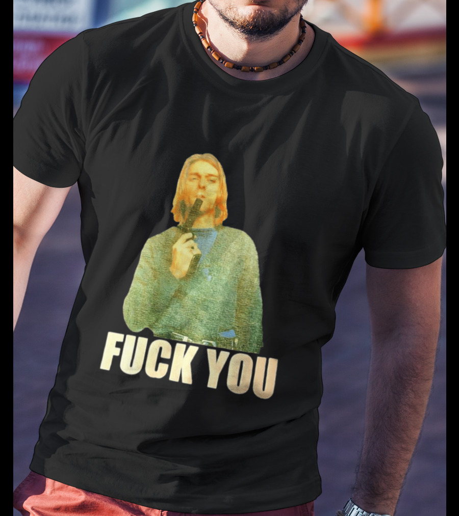 Kurt Cobain Fuck You Gun Image T-Shirt