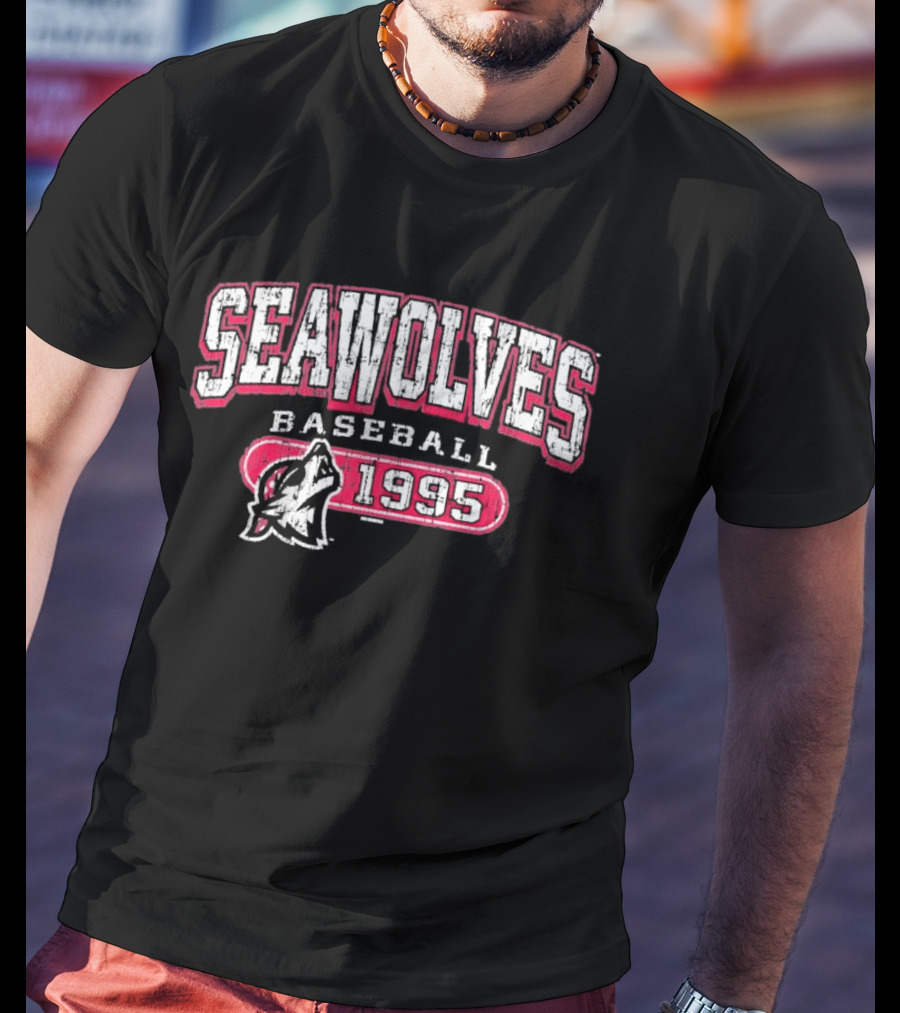 Seawolves Baseball 1995 Erie SeaWolves Wolf Head T-Shirt