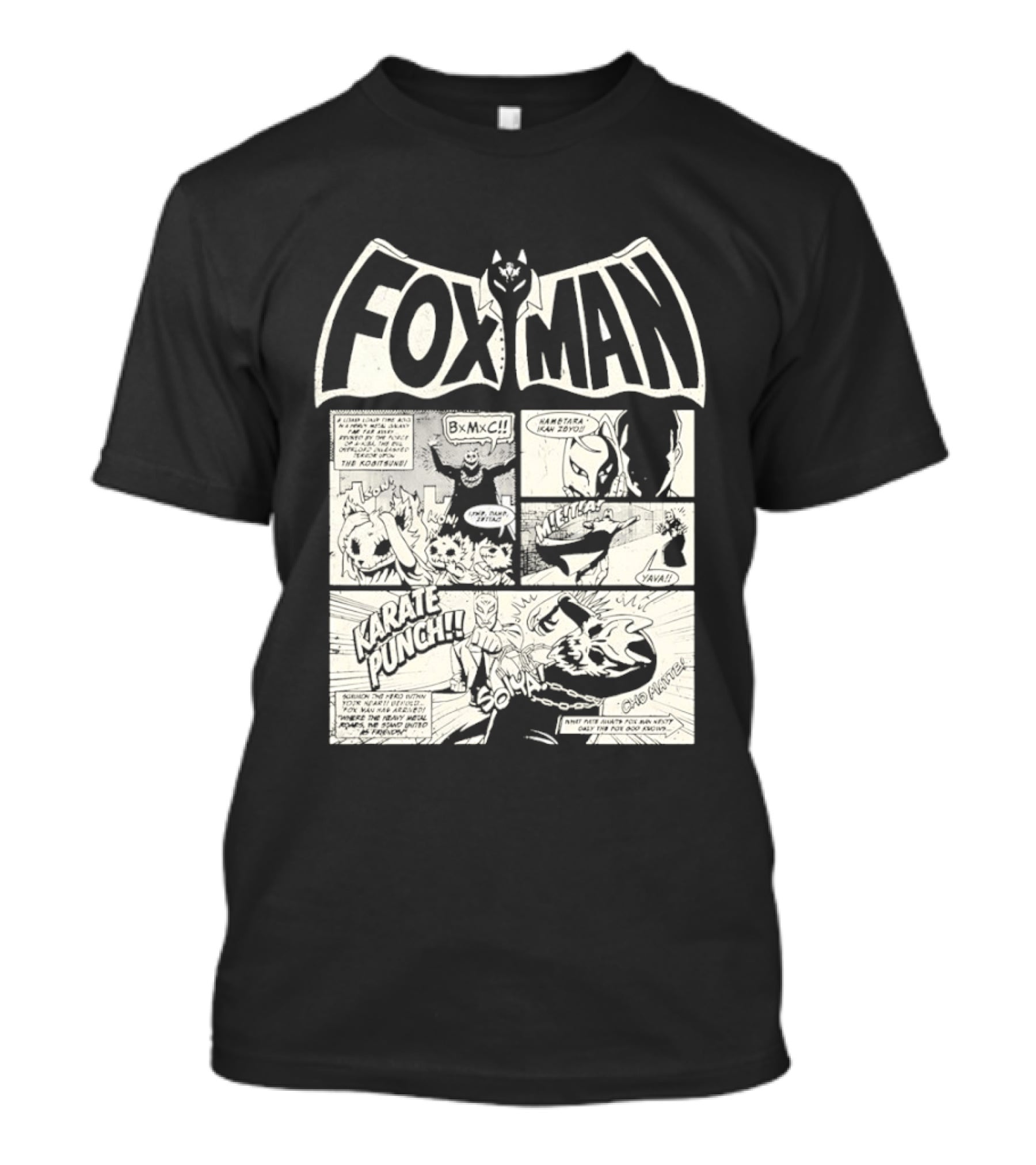 Fox Man Comic Babymetal Dead Pop Festival Japan 2026 Batman Style Panels Graphic Punch T-Shirt