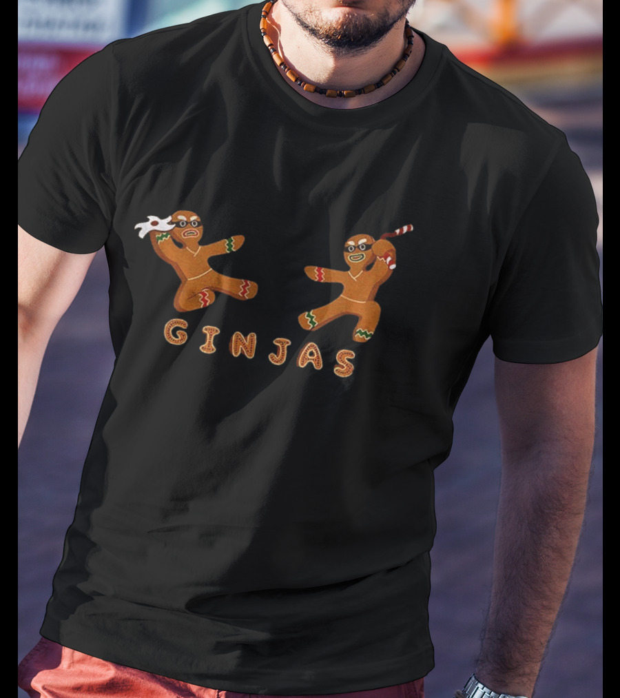Ginjas Gingerbread Ninja Merry Christmas Holiday Fun T-Shirt