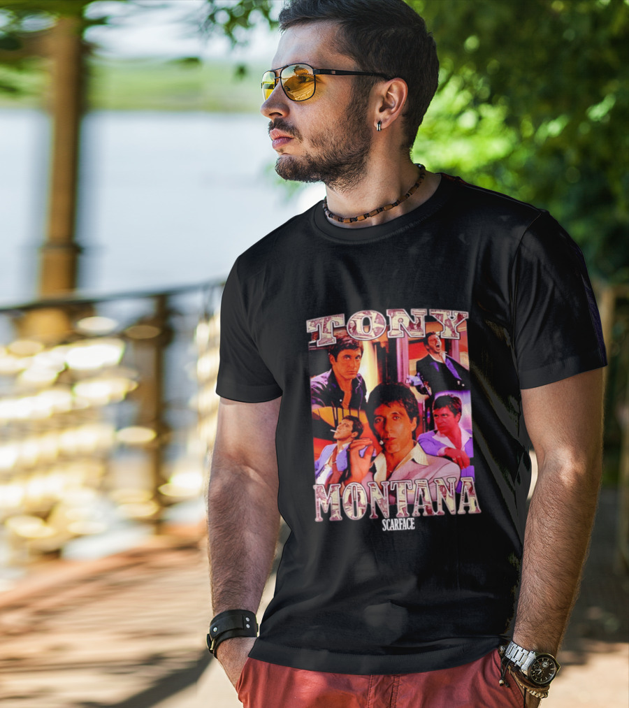 Tony Montana Scarface Movie Collage 80s Film T-Shirt