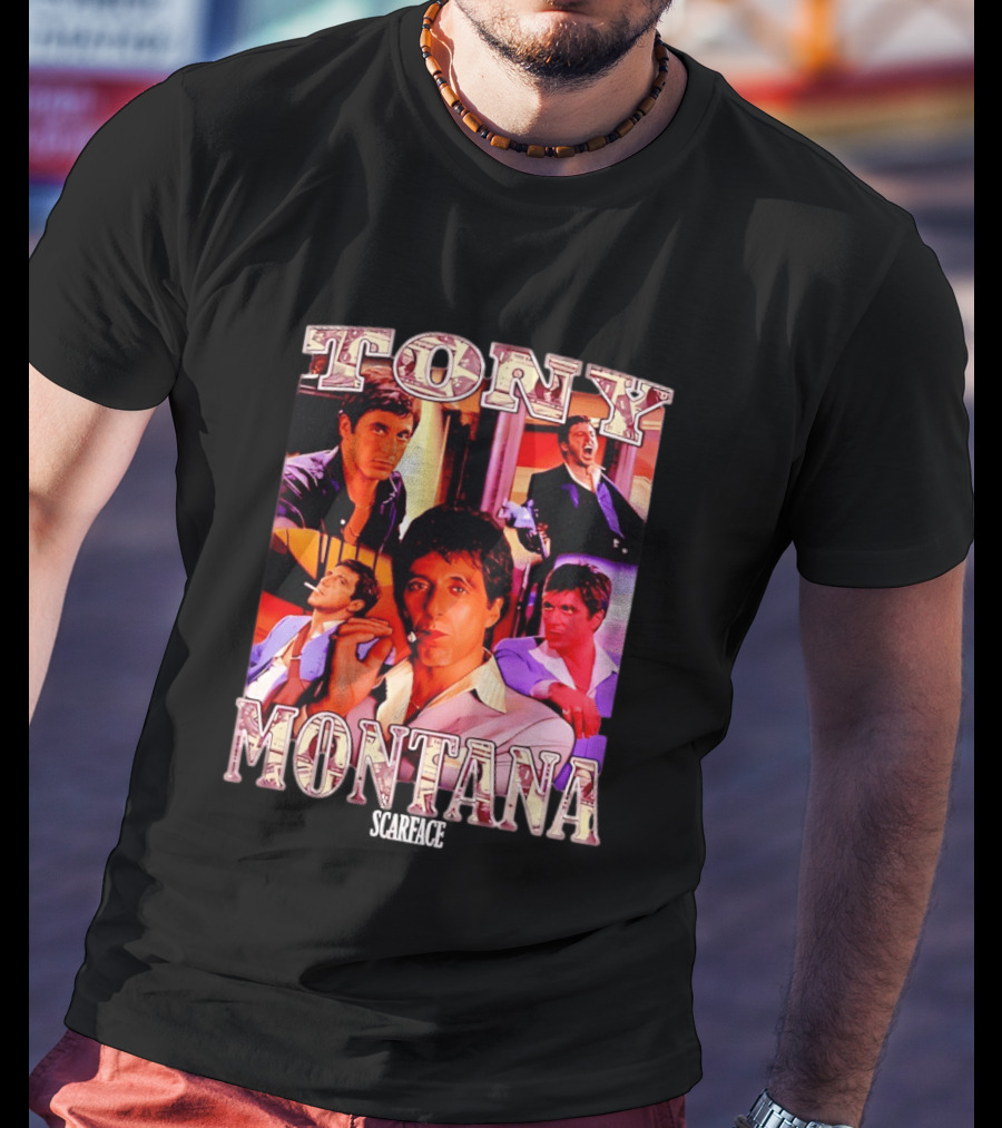 Tony Montana Scarface Movie Collage 80s Film T-Shirt