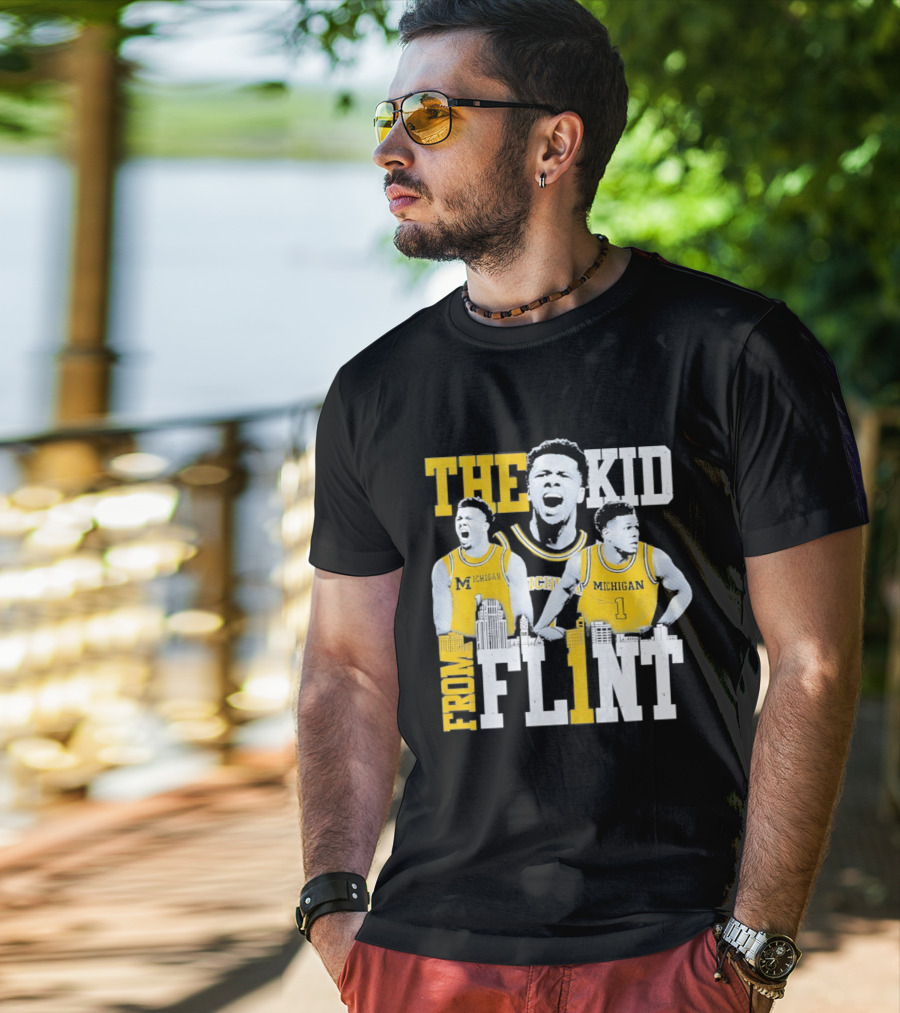 The Kid From Flint Trey McKenney Michigan Wolverines Basketball Skyline T-Shirt