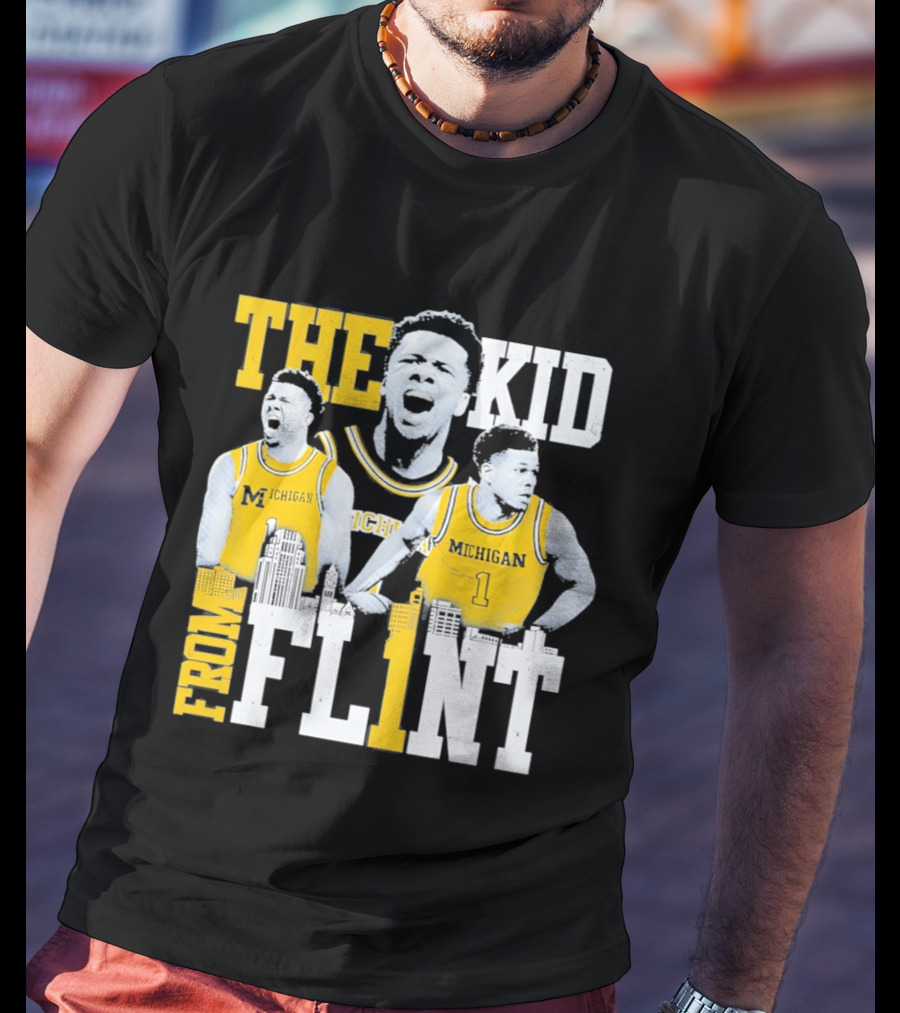 The Kid From Flint Trey McKenney Michigan Wolverines Basketball Skyline T-Shirt