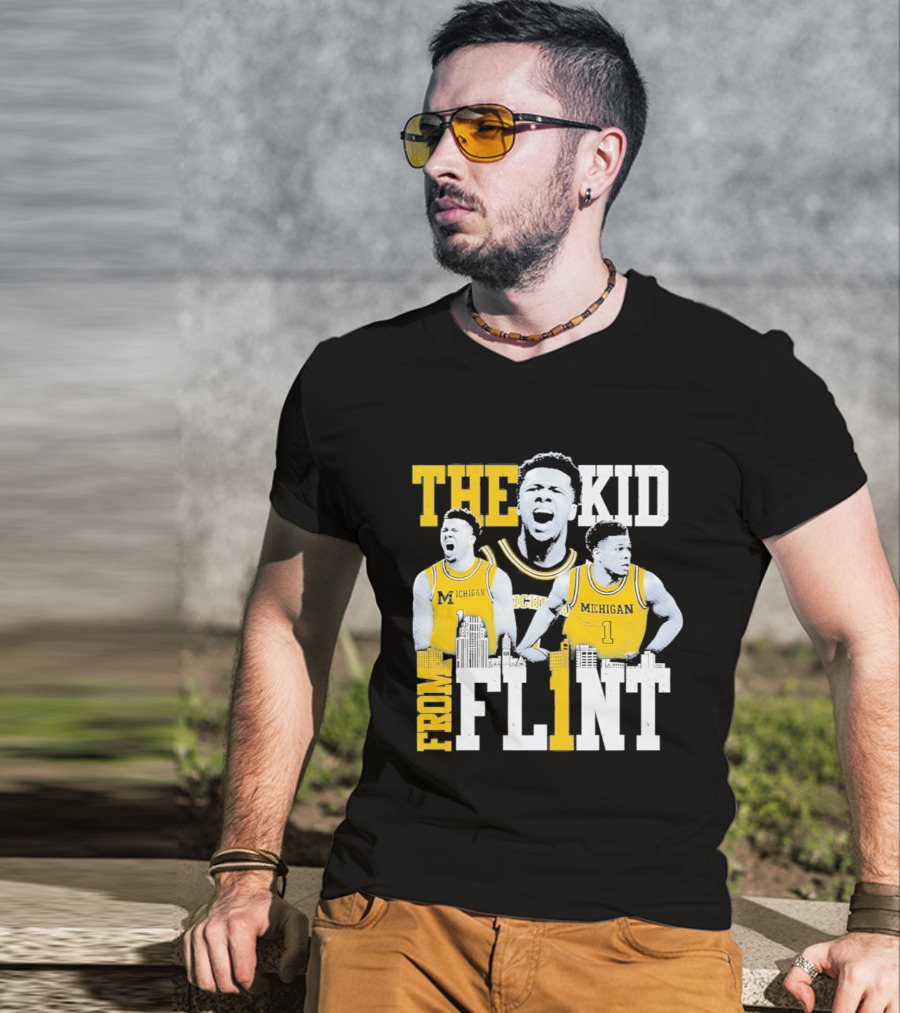 The Kid From Flint Trey McKenney Michigan Wolverines Basketball Skyline T-Shirt