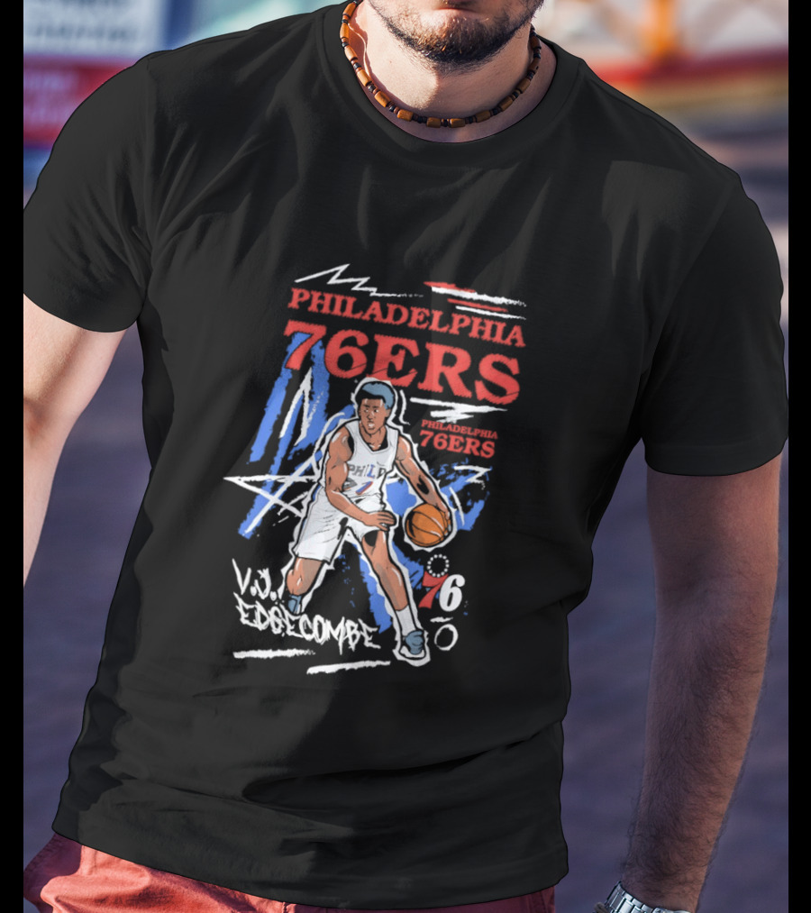 Philadelphia 76ers VJ Edgecombe NBA Player Cartoon 76 T-Shirt
