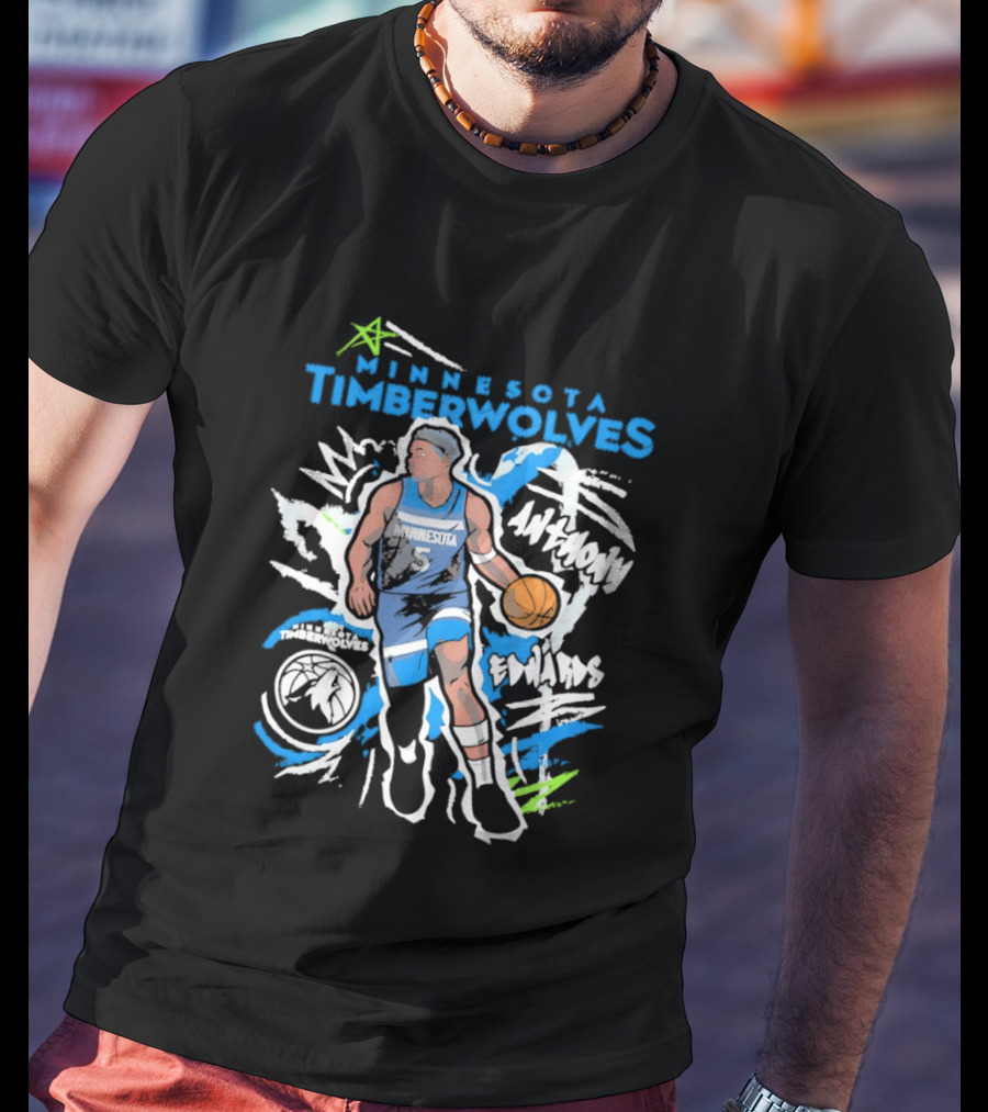 Minnesota Timberwolves Anthony Edwards Basketball NBA Player 5 Cartoon T-Shirt