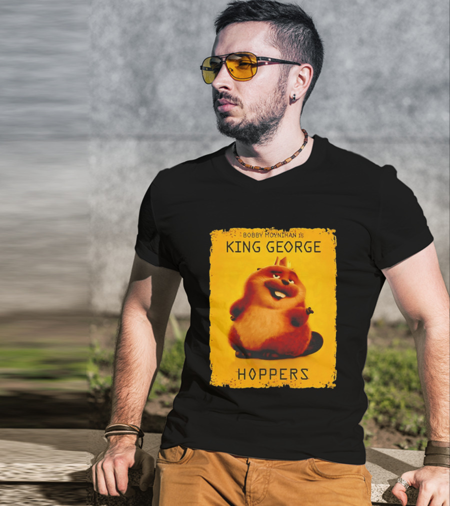 Bobby Moynihan Is King George Hoppers Smiling Cartoon Character With Crown On Orange T-Shirt