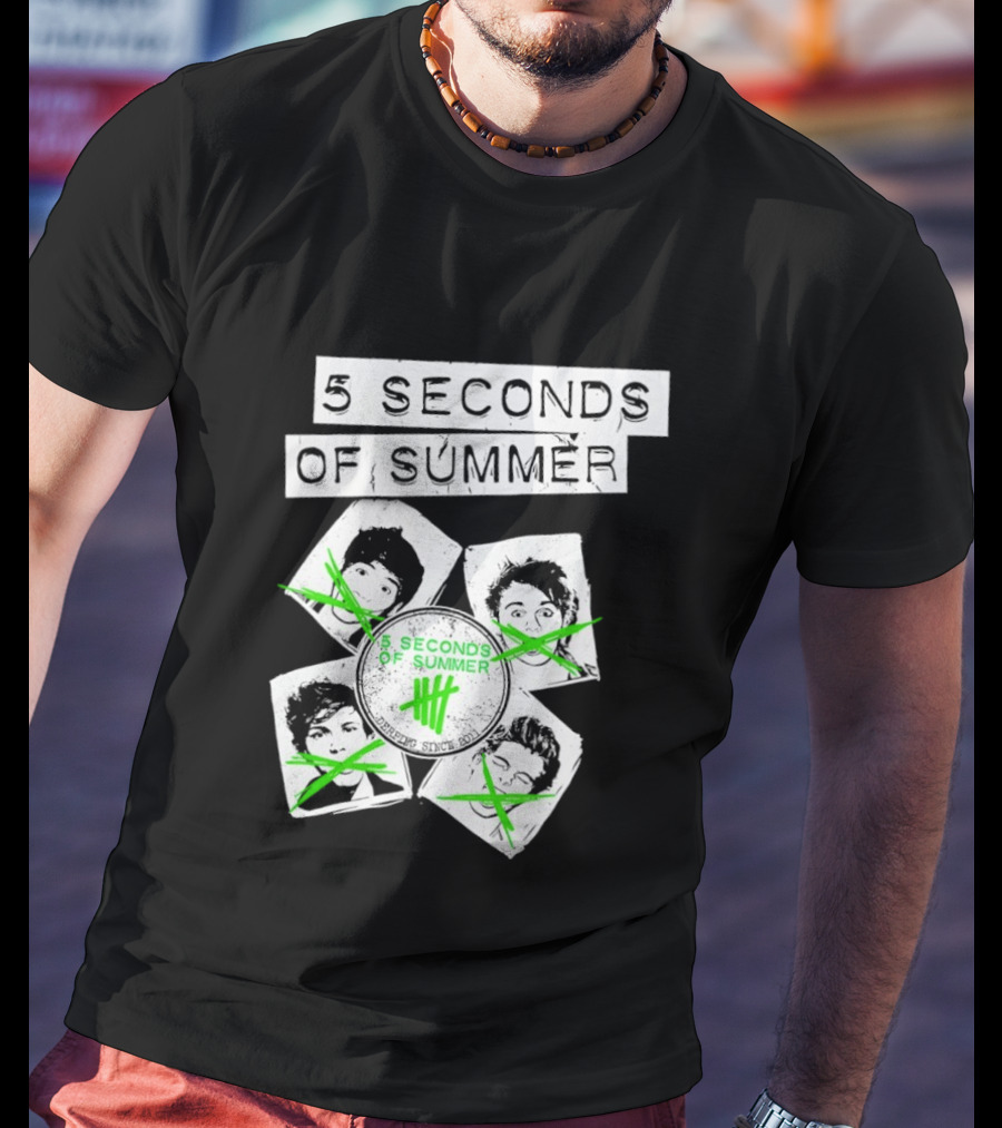 5 Seconds Of Summer 5SOS Green Iconic Faces Derping Since 2011 T-Shirt