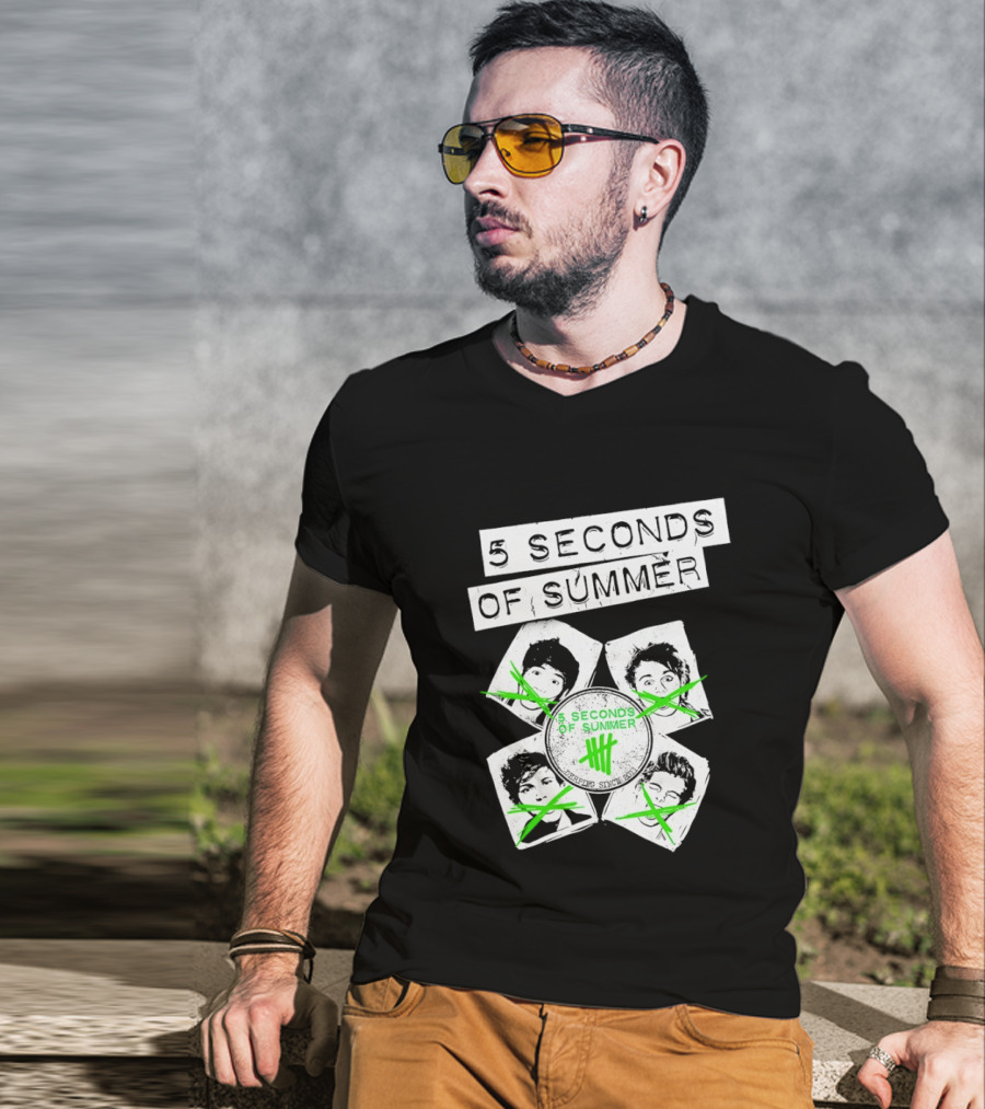 5 Seconds Of Summer 5SOS Green Iconic Faces Derping Since 2011 T-Shirt