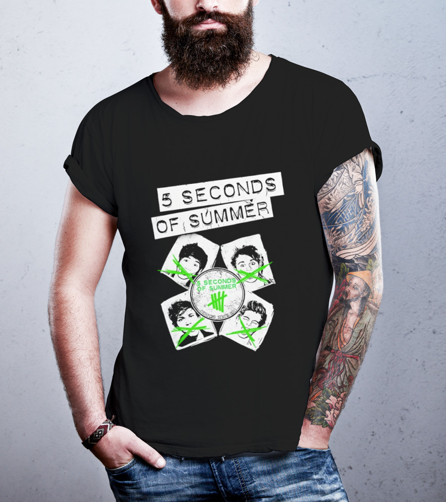 5 Seconds Of Summer 5SOS Green Iconic Faces Derping Since 2011 T-Shirt