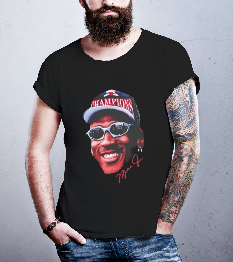 M Jordan Chicago Bulls NBA Champions Big Face T-Shirt