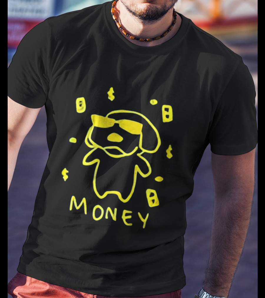 Golden Retriever Money Dog With Sunglasses Drawing T-Shirt