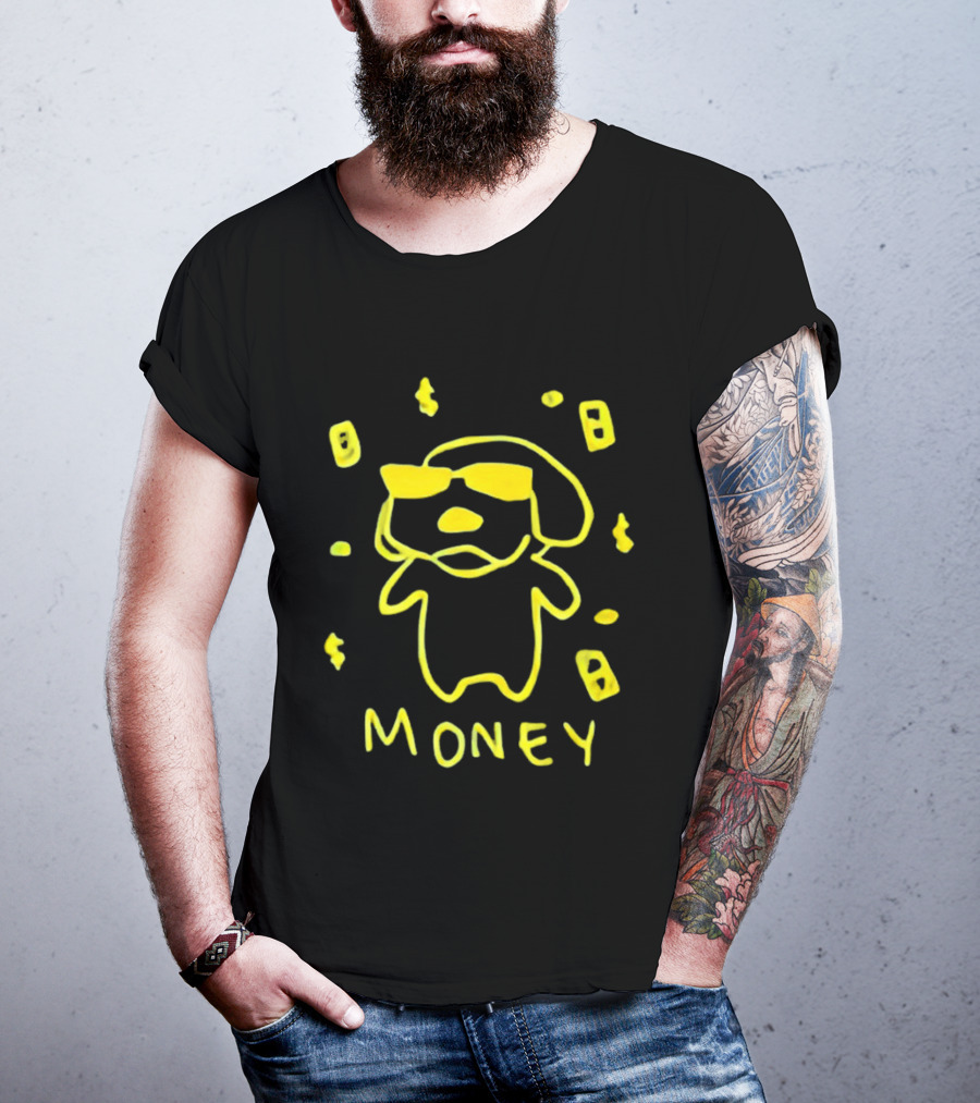 Golden Retriever Money Dog With Sunglasses Drawing T-Shirt