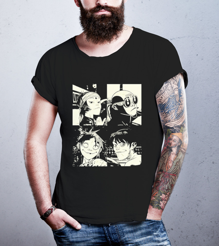 Gorillaz 2D Murdoc Niccals Noodle Russel Hobbs Animation T-Shirt
