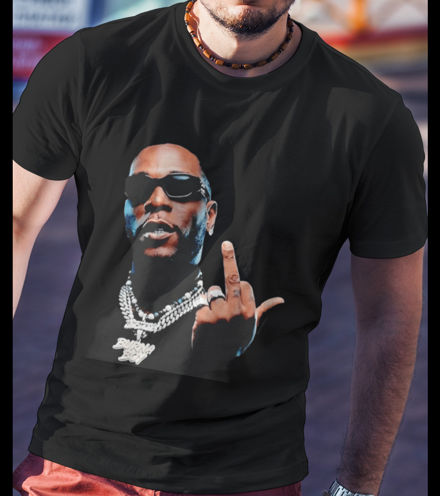Burna Boy Middle Finger Gesture Bold Jewelry And Sunglasses Look T-Shirt
