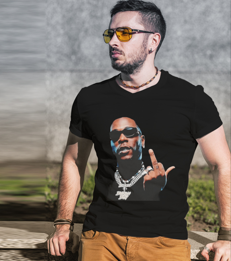 Burna Boy Middle Finger Gesture Bold Jewelry And Sunglasses Look T-Shirt