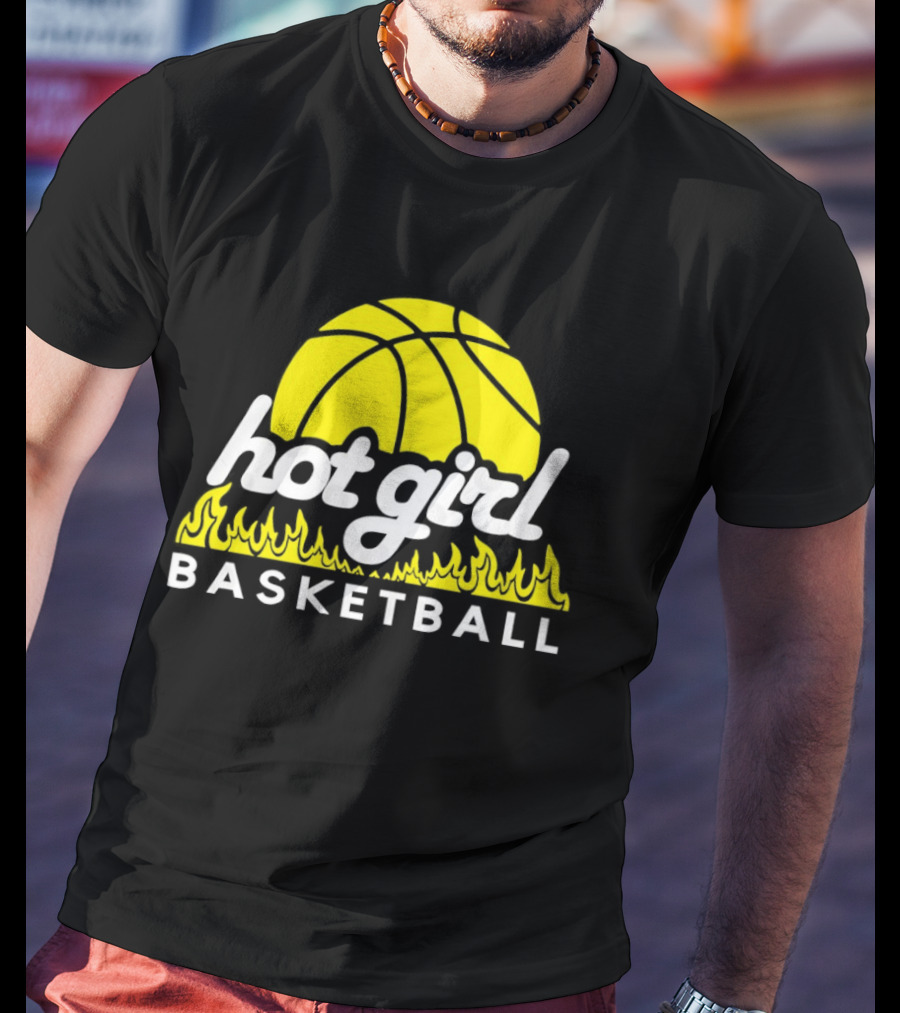 Hot Girl Basketball Fiery Yellow Basketball Flame T-Shirt